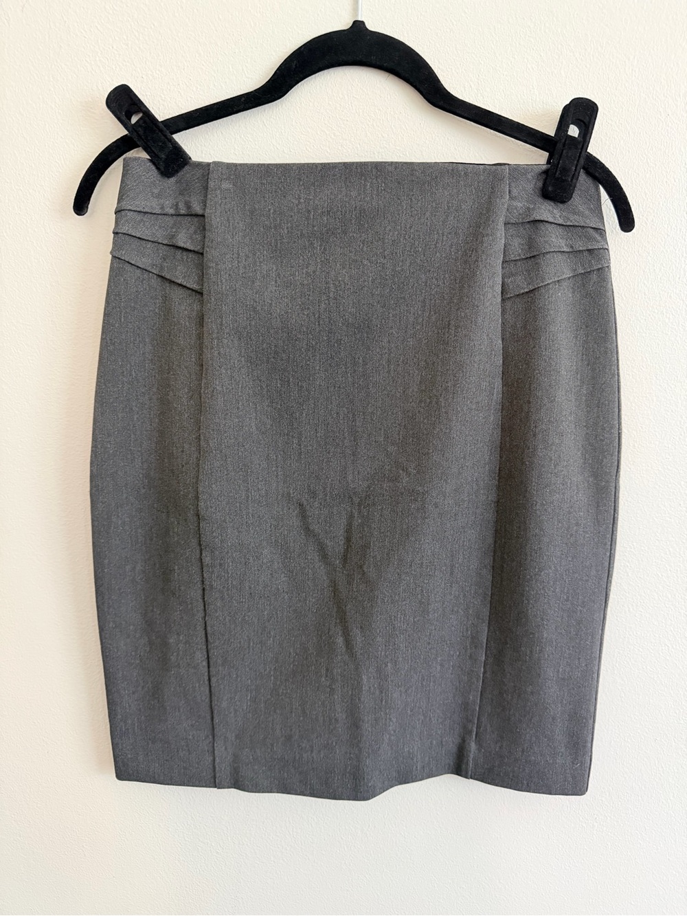 Express Charcoal Gray Pleat-Accent Pencil Skirt
